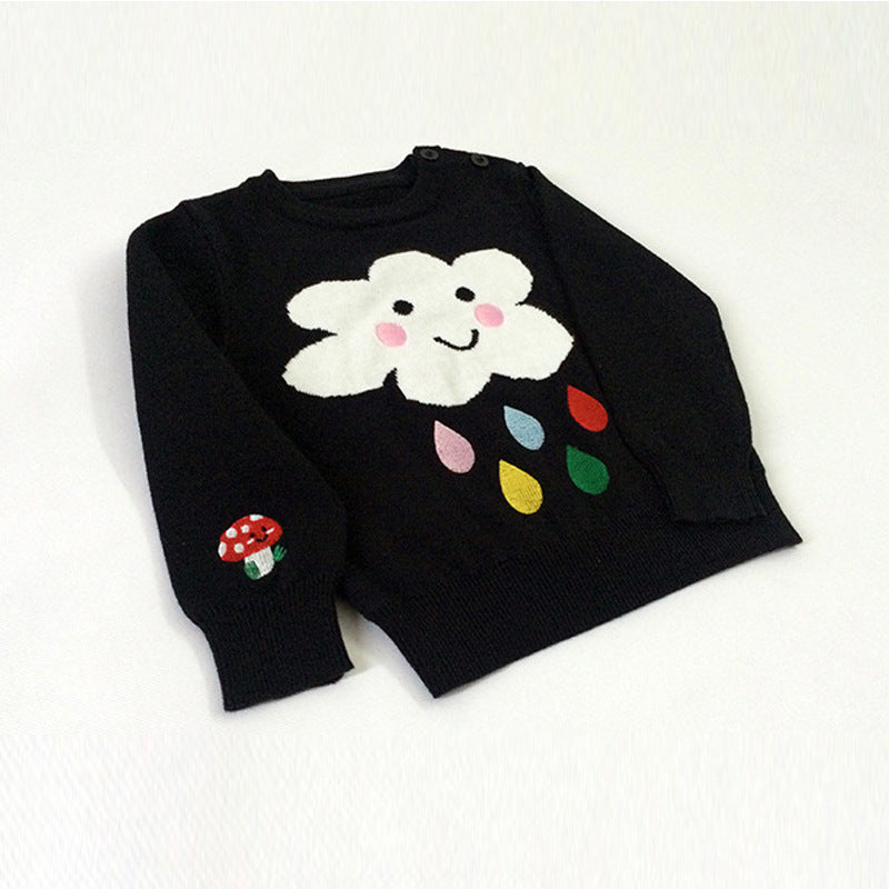 Whimsical Warmth: Woolen Fleece Winter Cardigan with Playful Pom-Pom Charm