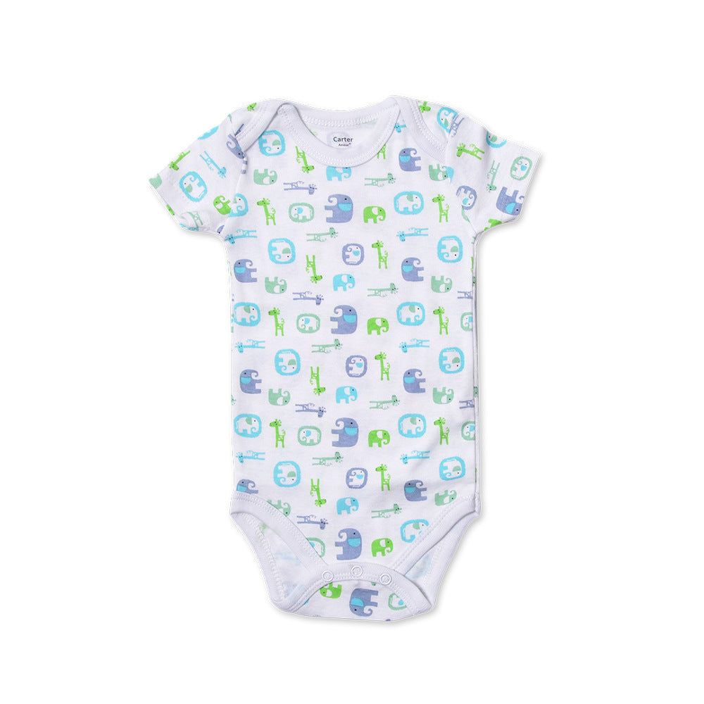 LittleLaughs Short-Sleeve Bodysuit: Breezy Cotton Fun with Charming Prints