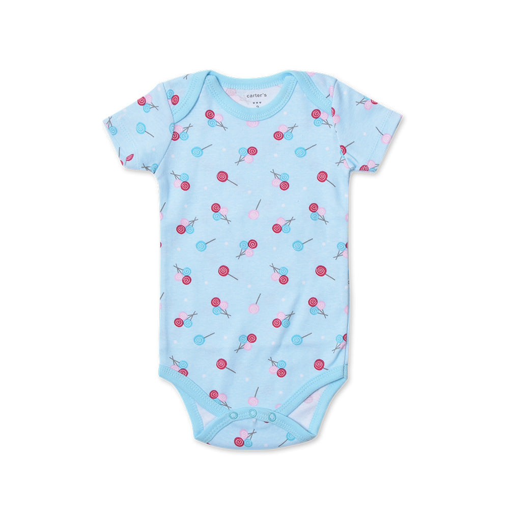 LittleLaughs Short-Sleeve Bodysuit: Breezy Cotton Fun with Charming Prints