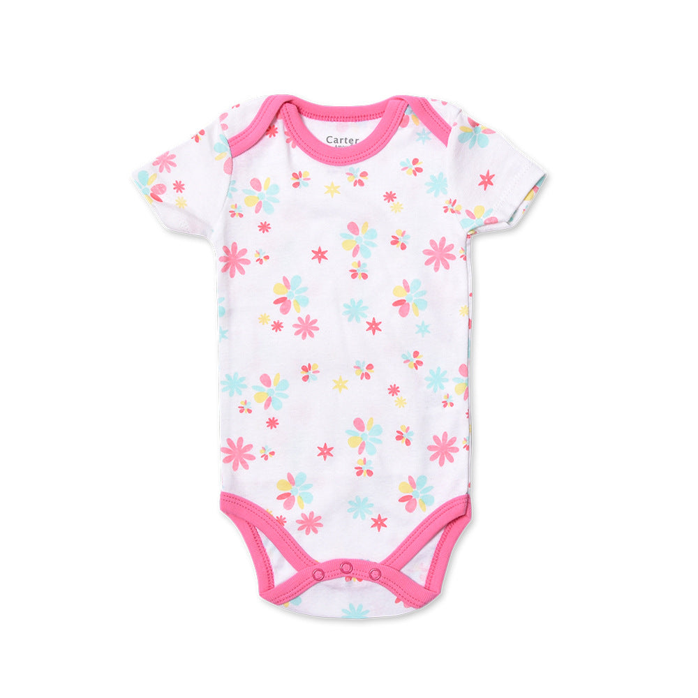 LittleLaughs Short-Sleeve Bodysuit: Breezy Cotton Fun with Charming Prints