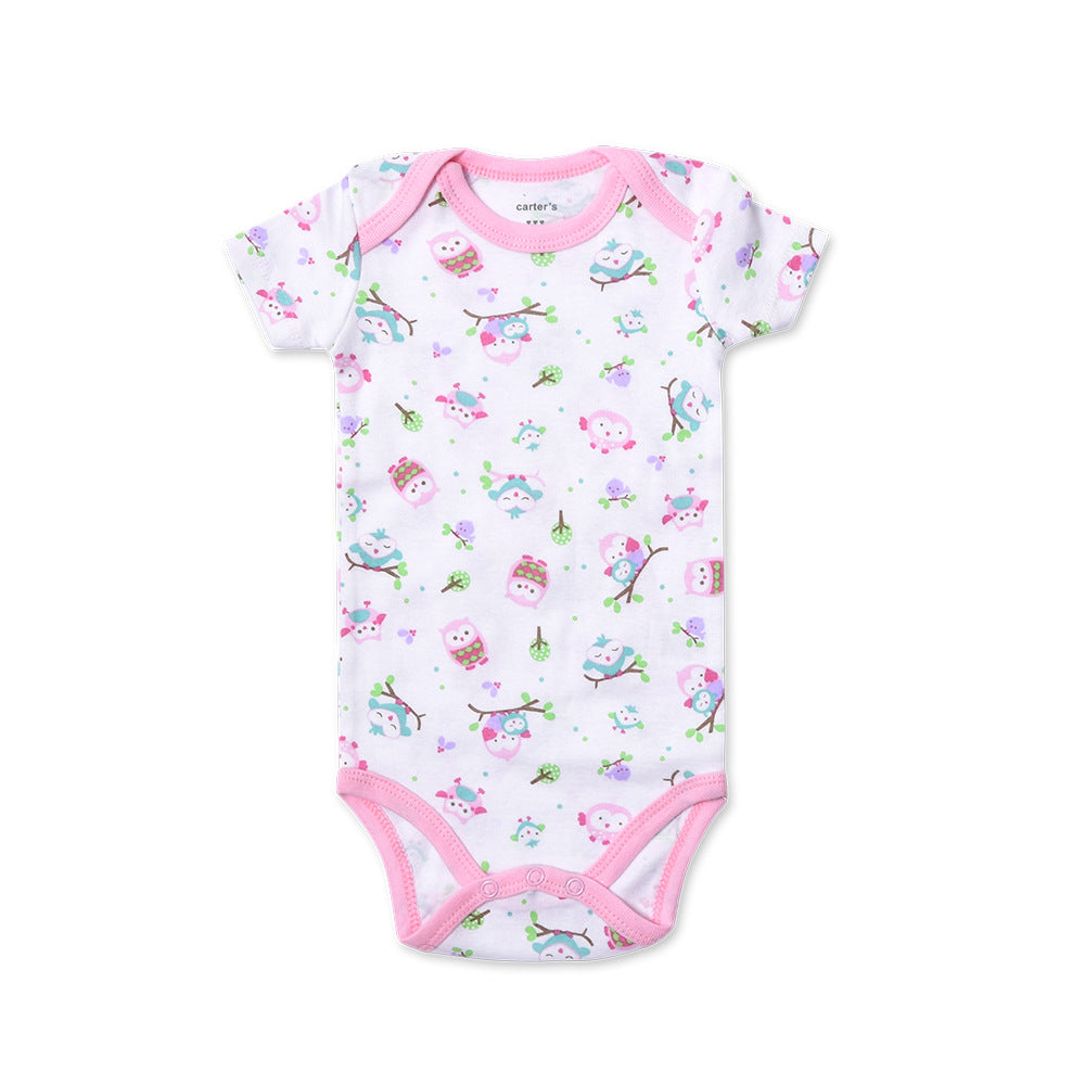 LittleLaughs Short-Sleeve Bodysuit: Breezy Cotton Fun with Charming Prints