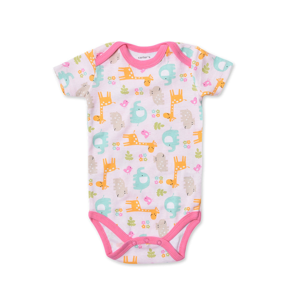 LittleLaughs Short-Sleeve Bodysuit: Breezy Cotton Fun with Charming Prints