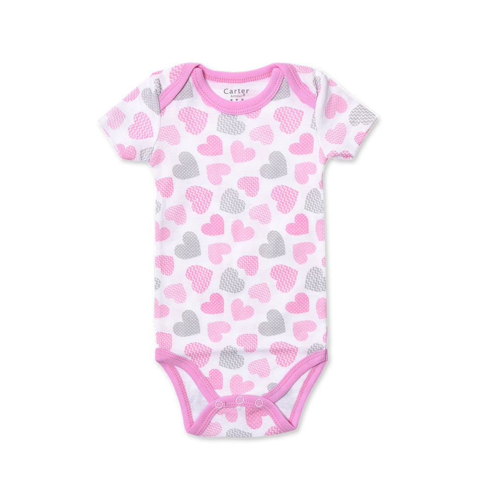 LittleLaughs Short-Sleeve Bodysuit: Breezy Cotton Fun with Charming Prints