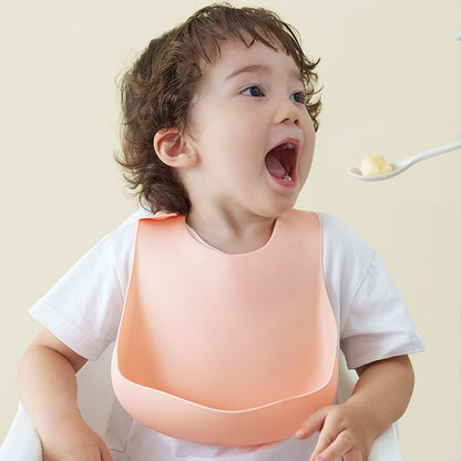 Adjustable Waterproof Silicone Baby Bib with Food Catcher - Soft, Easy-Clean Infant Bibs