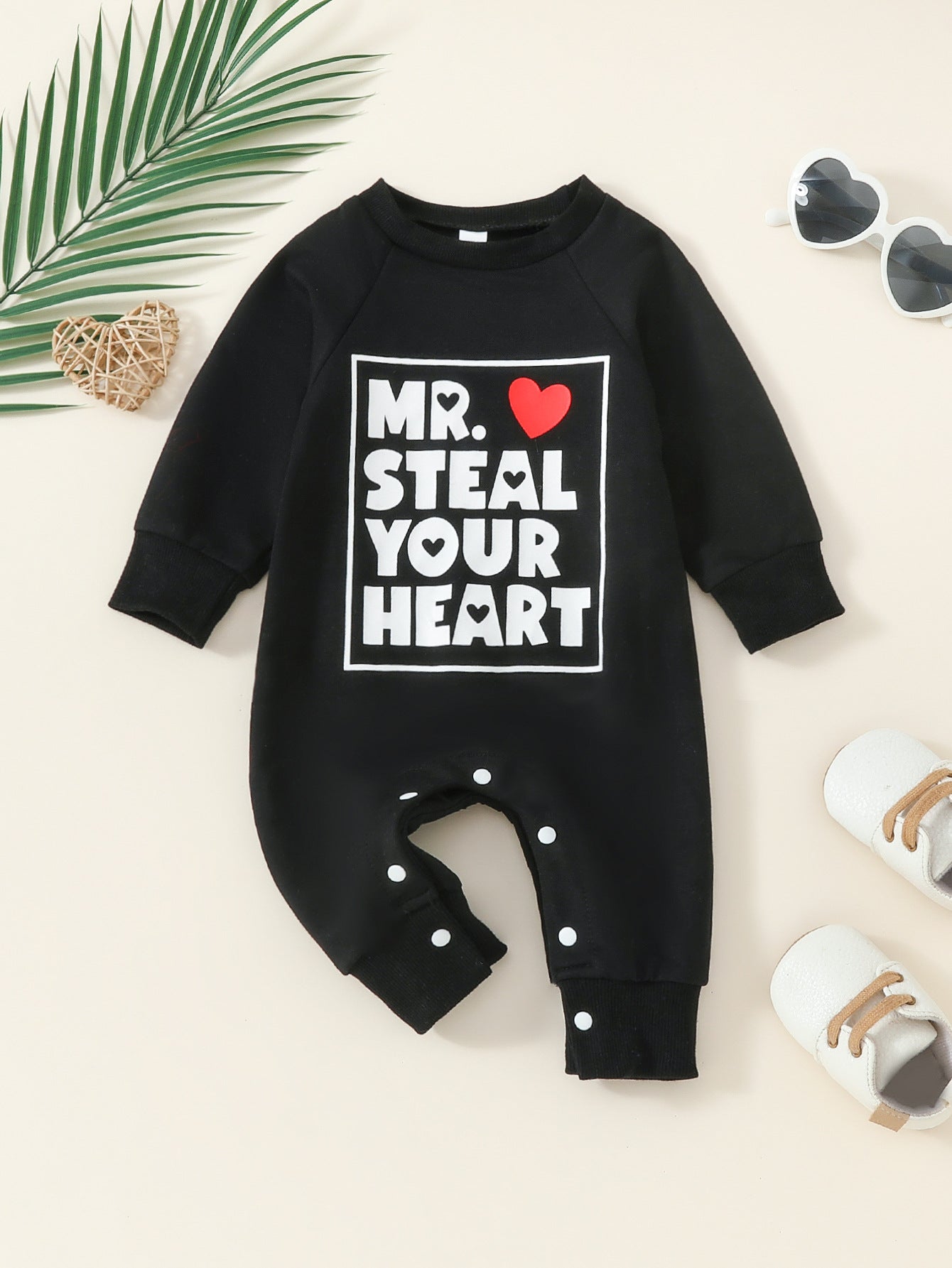 Tiny Trekkers Snuggle Suit: Long-Sleeve Love-Inspired Baby Romper