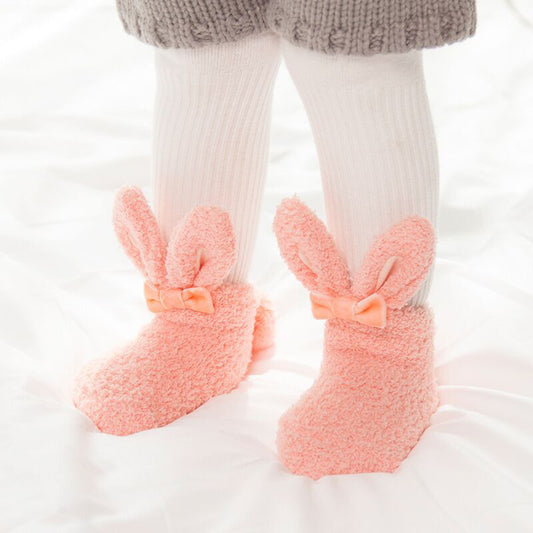 SnugToes Hug - Cozy Coral Velvet Thick Winter Socks for Babies