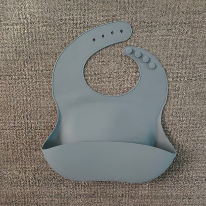 Adjustable Waterproof Silicone Baby Bib with Food Catcher - Soft, Easy-Clean Infant Bibs