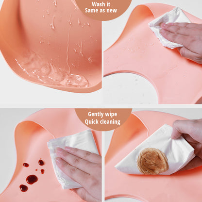 Adjustable Waterproof Silicone Baby Bib with Food Catcher - Soft, Easy-Clean Infant Bibs