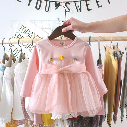 Baby Girl’s Floral Dress with Tulle Skirt and Lace Accents