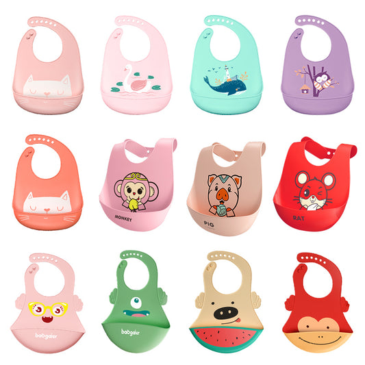 Baby silicone waterproof large saliva pocket