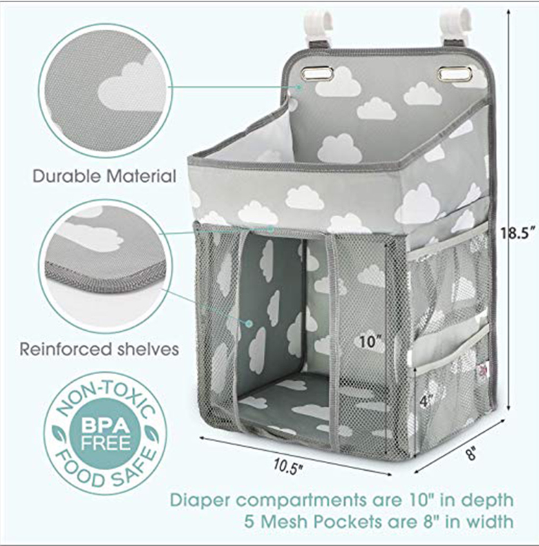 SnugNest Baby Crib Side Organizer - Portable Hanging Storage Bag for Nursery Essentials