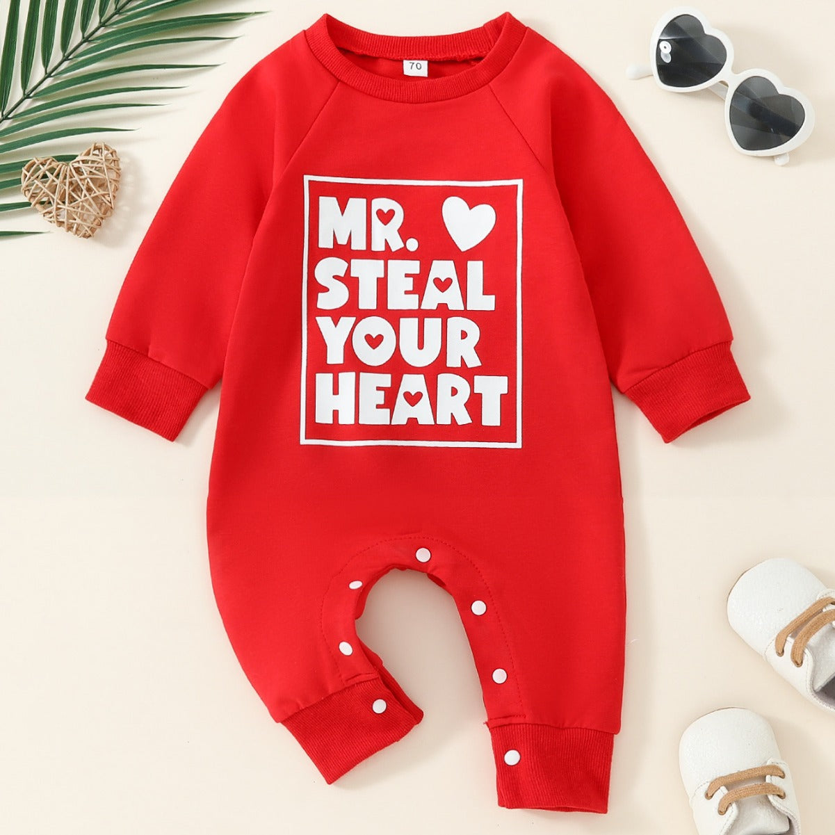 Tiny Trekkers Snuggle Suit: Long-Sleeve Love-Inspired Baby Romper