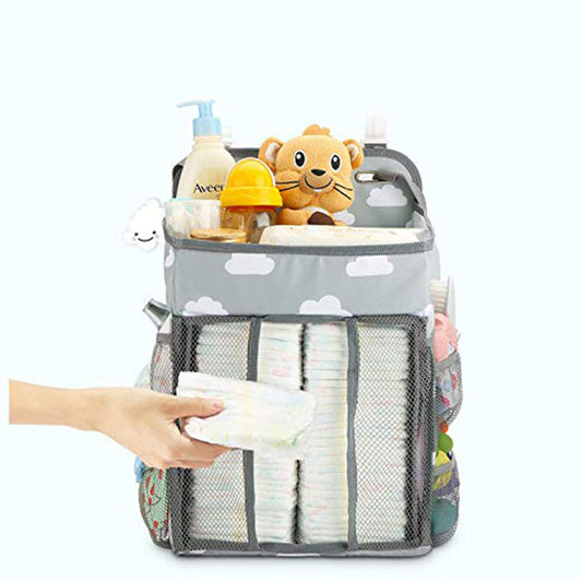 SnugNest Baby Crib Side Organizer - Portable Hanging Storage Bag for Nursery Essentials