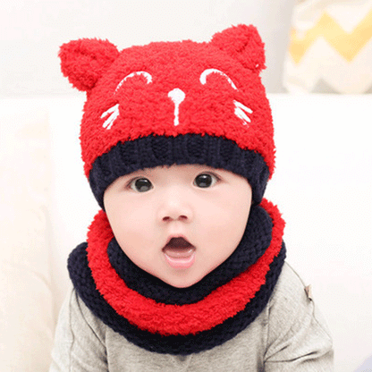 SnuglyBear Infant Wool Knit Combo - Cozy Handcrafted Hat and Scarf