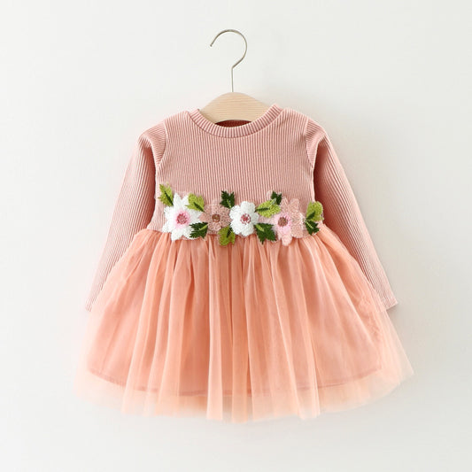 Autumn Enchantment: Princess Dress with Floral Waist