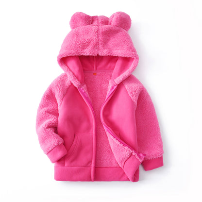 Enchanted Cozy Haven: Girls’ Hooded Polar Fleece Cardigan