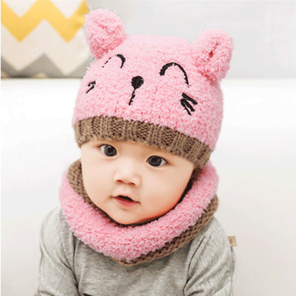 SnuglyBear Infant Wool Knit Combo - Cozy Handcrafted Hat and Scarf