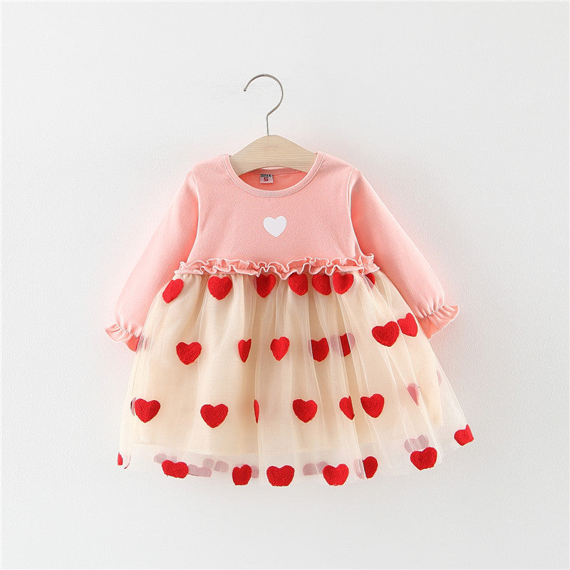 Baby Girl’s Floral Dress with Tulle Skirt and Lace Accents