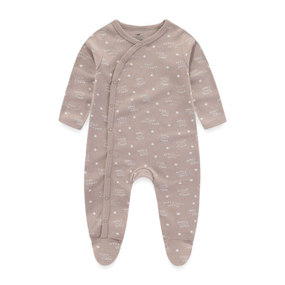 3 Pieces New Baby Cotton Long-sleeved Jumpsuit Baby Foot-wrapped Romper Boneless Sewing Pajamas