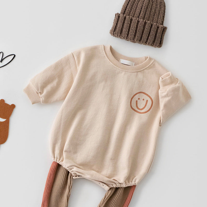 Autumn Embrace: Cozy Long-Sleeved Romper for Newborns