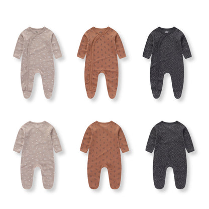 3 Pieces New Baby Cotton Long-sleeved Jumpsuit Baby Foot-wrapped Romper Boneless Sewing Pajamas