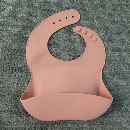 Adjustable Waterproof Silicone Baby Bib with Food Catcher - Soft, Easy-Clean Infant Bibs