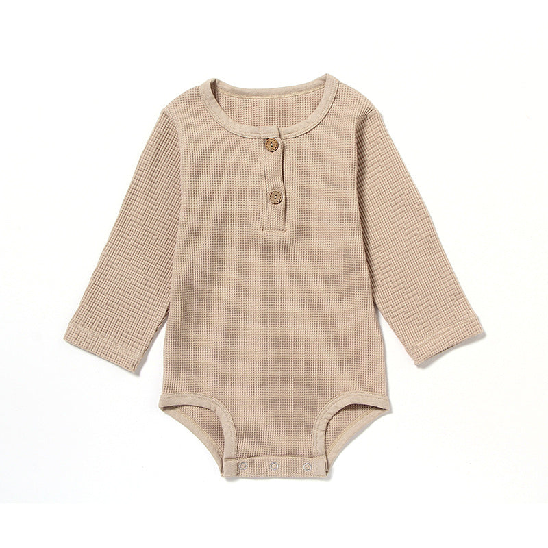 Unisex Baby Waffle Cotton Romper - Long Sleeve, Comfort-Fit Playsuit for Newborns