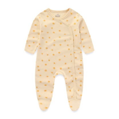 3 Pieces New Baby Cotton Long-sleeved Jumpsuit Baby Foot-wrapped Romper Boneless Sewing Pajamas