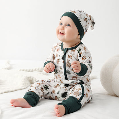 Jusheng Clothing Foreign Trade Bamboo Fiber Baby Jumpsuits Spring And Autumn Long Sleeve Double Zipper Baby Pajamas Romper