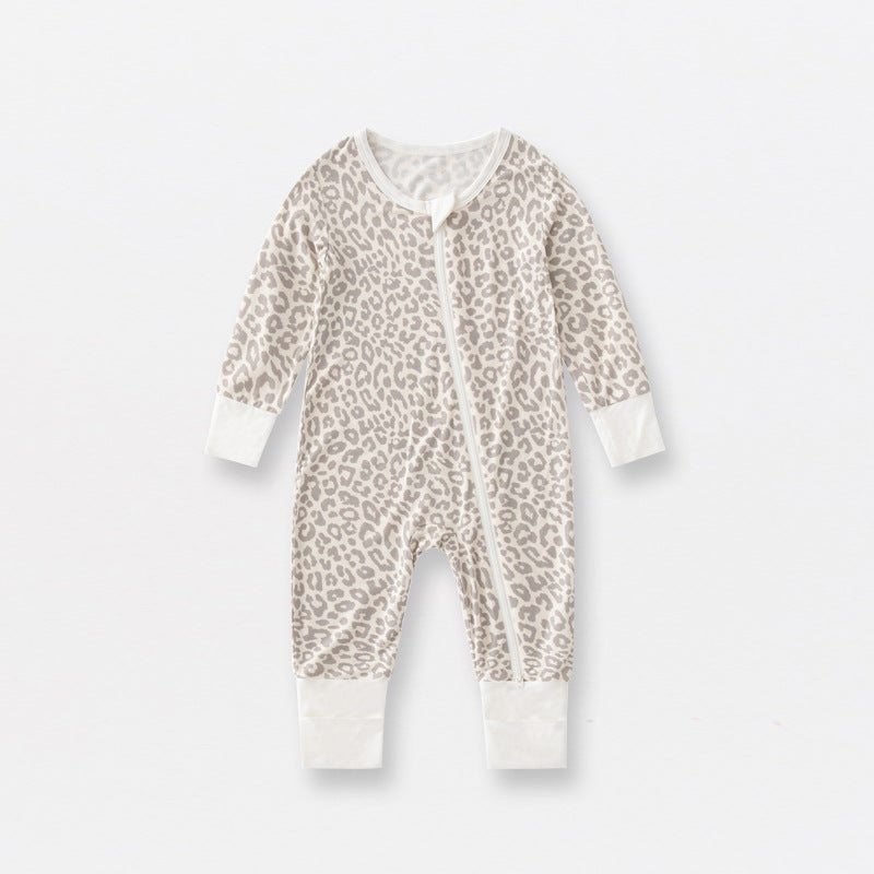 Jusheng Clothing Foreign Trade Bamboo Fiber Baby Jumpsuits Spring And Autumn Long Sleeve Double Zipper Baby Pajamas Romper