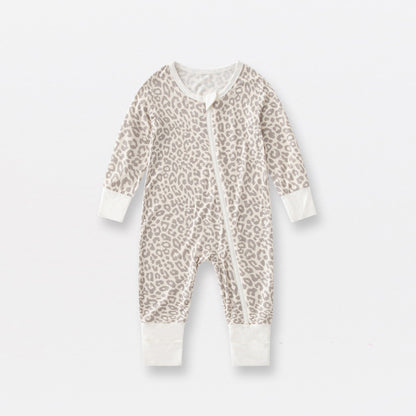 Jusheng Clothing Foreign Trade Bamboo Fiber Baby Jumpsuits Spring And Autumn Long Sleeve Double Zipper Baby Pajamas Romper