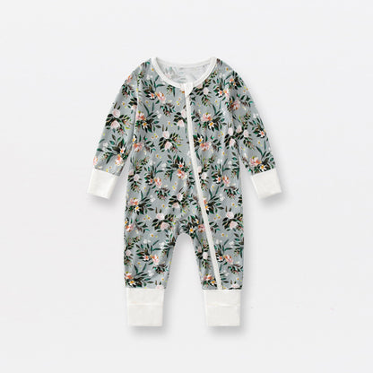 Jusheng Clothing Foreign Trade Bamboo Fiber Baby Jumpsuits Spring And Autumn Long Sleeve Double Zipper Baby Pajamas Romper