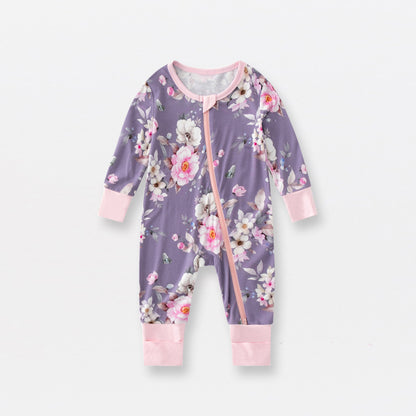 Jusheng Clothing Foreign Trade Bamboo Fiber Baby Jumpsuits Spring And Autumn Long Sleeve Double Zipper Baby Pajamas Romper