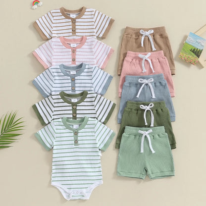 Baby Jumpsuit Short Sleeve Toddler Jumpsuit Romper Shorts Suit