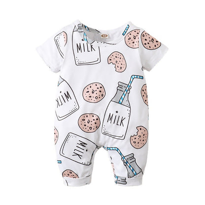 Children's Bottle Print Short Sleeve Romper