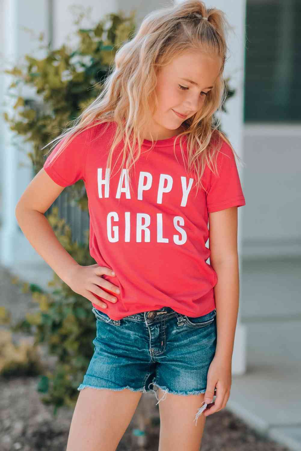 Girls Letter Graphic Short Sleeve T-Shirt