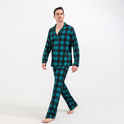 Men Plaid Shirt and Pants Set