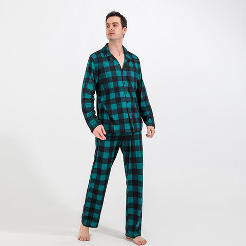 Men Plaid Shirt and Pants Set