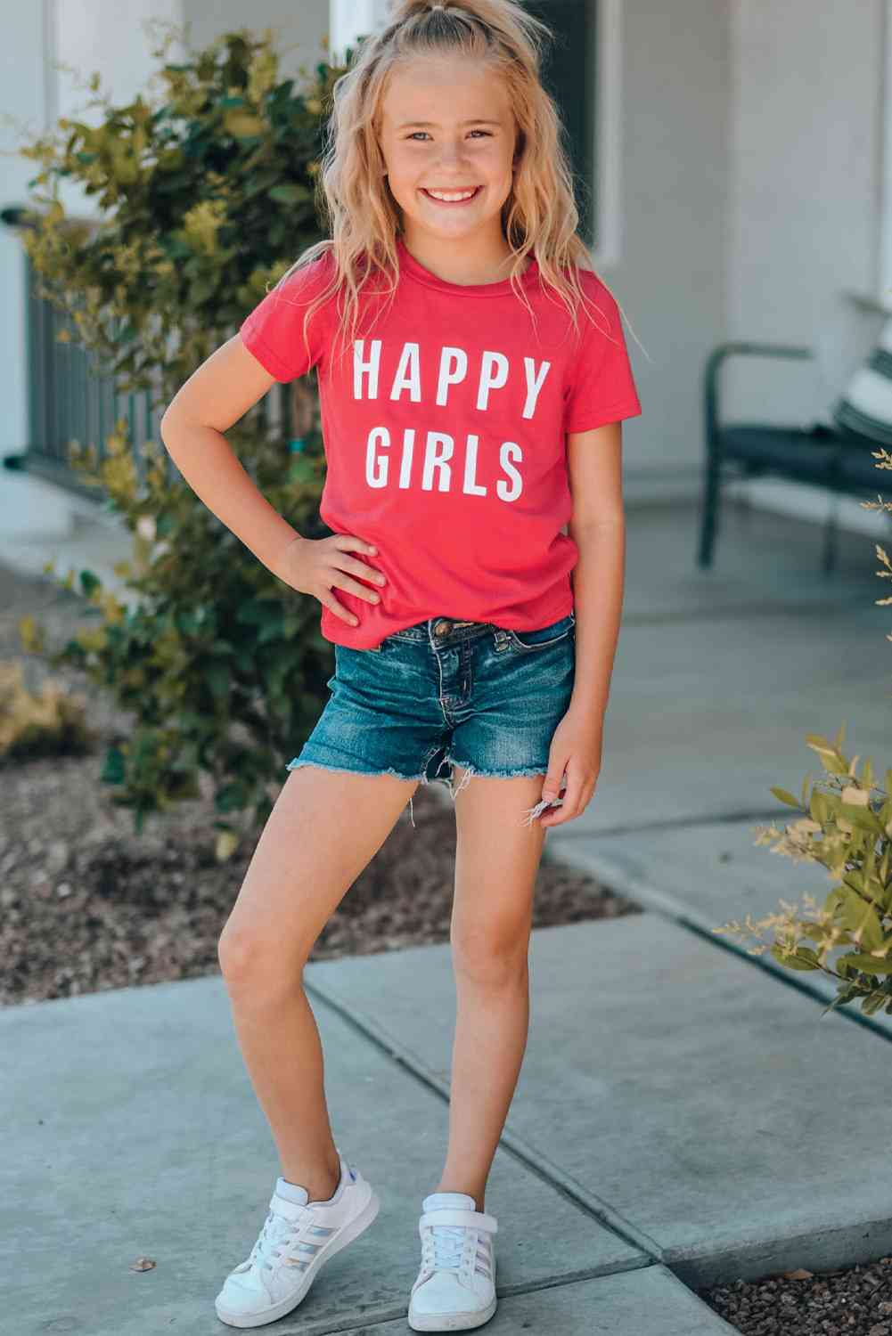 Girls Letter Graphic Short Sleeve T-Shirt